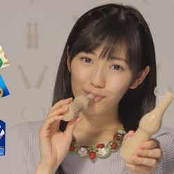 グリコの新CMに登場するAKB48渡辺麻友/パピコ 新TV-CM「相性診断パピコ」篇メイキングより
