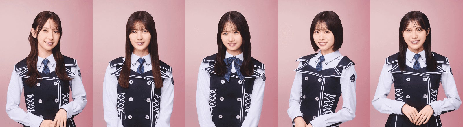 （左から）金村美玖・小坂菜緒・上村ひなの・高橋未来虹（※「高」は正式には「はしごだか」）・森本茉莉（提供写真）