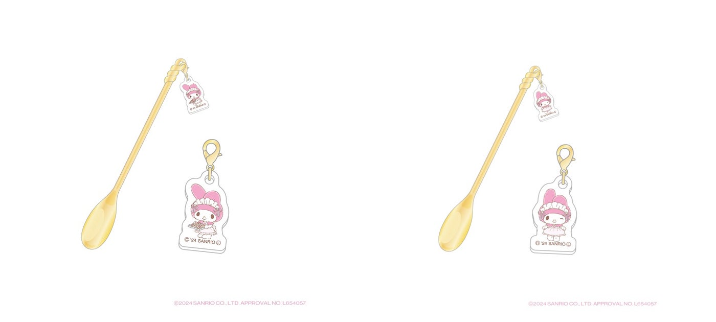 チャーム付きマドラーA、チャーム付きマドラーB　各税込990円（C）2024 SANRIO CO．，LTD．APPROVAL NO．L654057