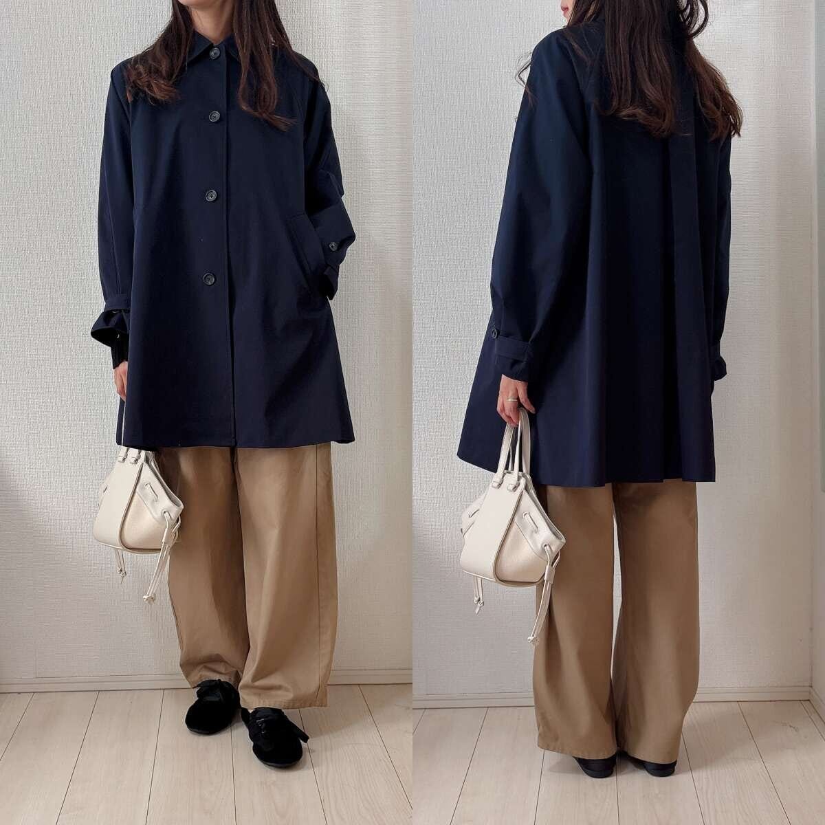 GUバルマカーンAラインハーフコート GUバルマカーンAラインハーフコート チノパンコーデ