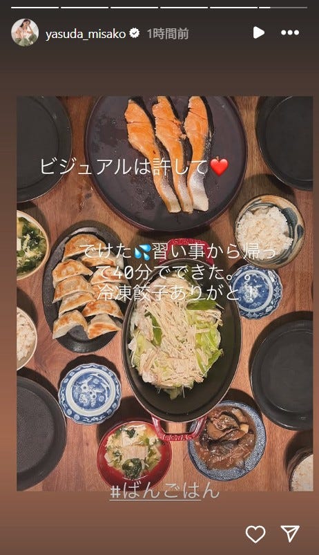 安田美沙子Instagramストーリーズより