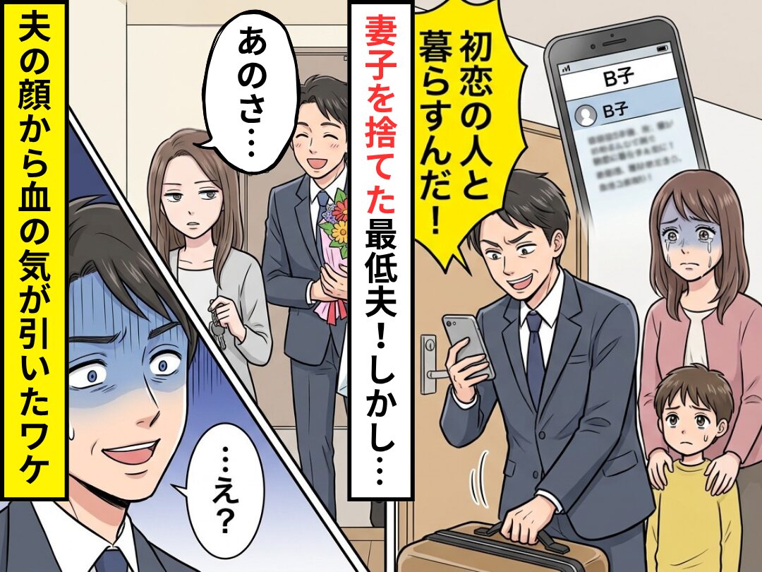 「初恋の人と暮らすんだ」妻子を捨てた夫！？しかし⇒女「あのさ…」直後、夫の顔から血の気が引いたワケ