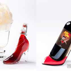 (左から)ローズ、ハイビスカス、ザクロが香る「コットンキャンディの思い出」¥1,500、「お気に入りのハイヒール ボトルワイン」赤・白¥5,500、赤微発泡・白スパークリング¥6,500