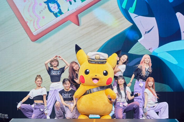 キャプテンピカチュウとME:I『2025 ME:I 1ST ARENA LIVE TOUR “THIS IS ME:I” 』神奈川公演(C)LAPONE GIRLS (C)Nintendo・Creatures・GAME FREAK・TV Tokyo・ShoPro・JR Kikaku (C) Pokémon