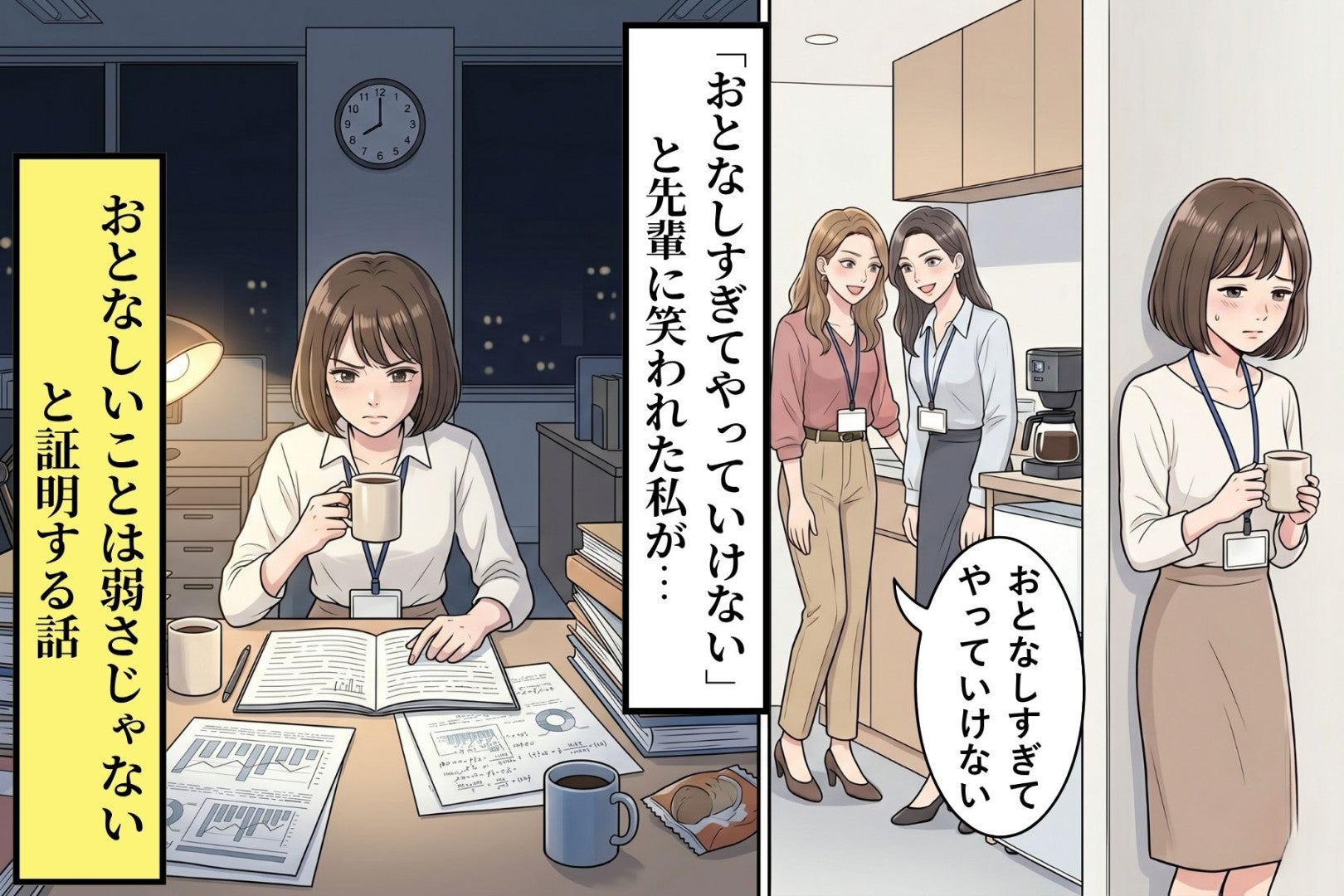 「おとなしすぎてやっていけない」と笑う同僚→新人のプレゼンで全員が黙り込んだ