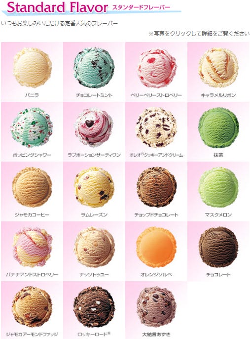 19種類の人気ランキングは?/「サーティワンアイスクリーム」公式サイトより