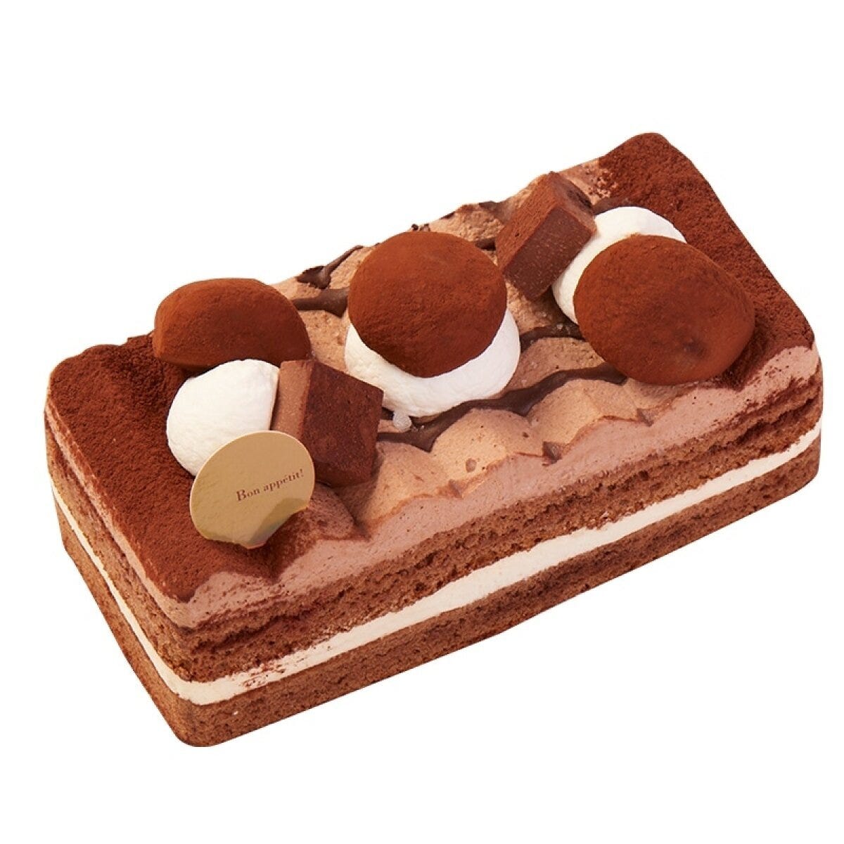 生チョコ大福やチョコクリームが飾られたチョコレート尽くしのケーキ 生チョコ大福やチョコクリームが飾られたチョコレート尽くしのケーキ
