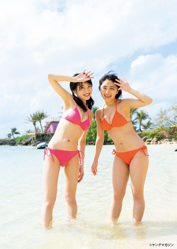 梁川奈々美、船木結(C)唐木貴央 /ヤングマガジン