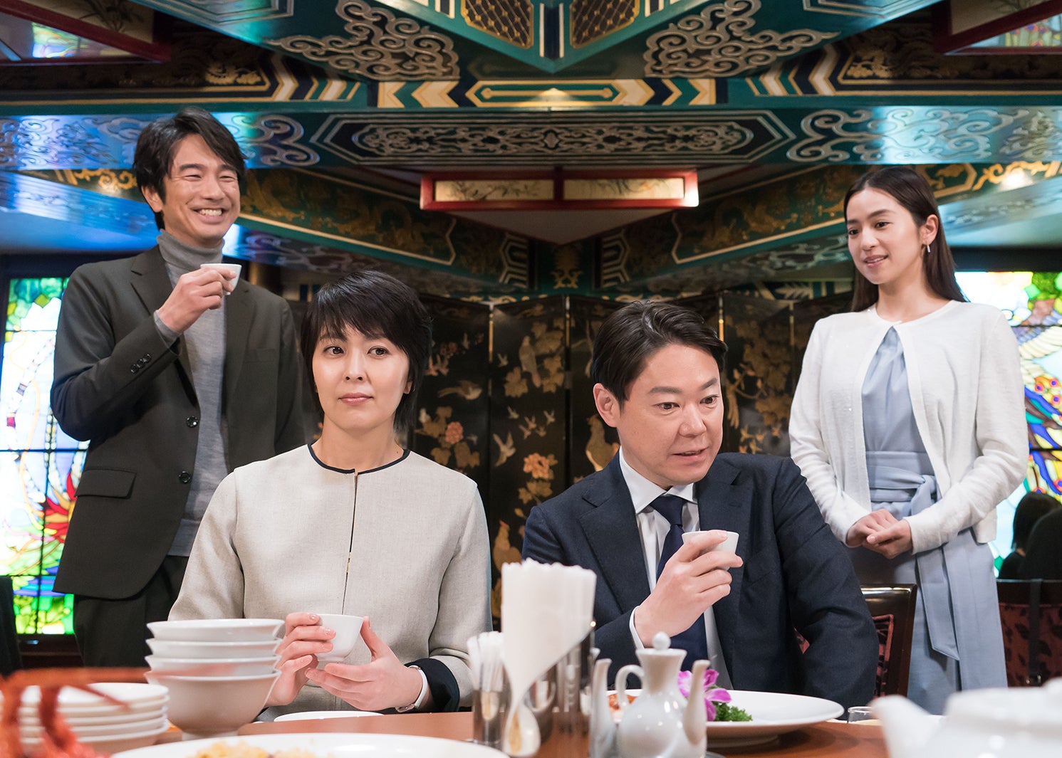 眞島秀和、松たか子、阿部サダヲ、中村アン（C）テレビ朝日