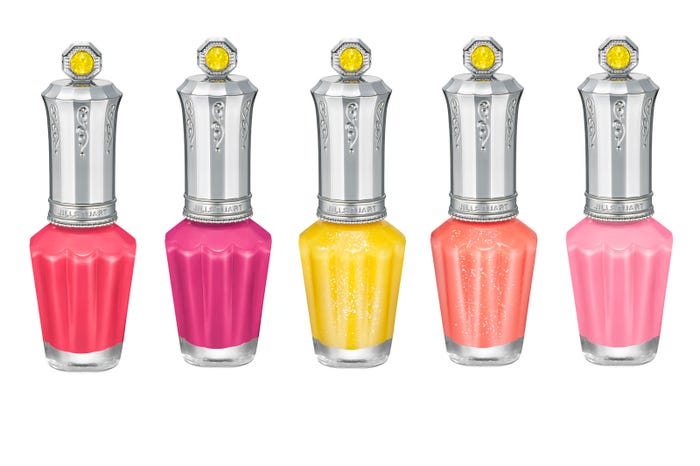 「フルーツジュースネイルズ」(左から)01 strawberry Juice、02 cranberry Juice、03 melon Juice、04 pineapple Juice、05 grape Juice/画像提供:JILL STUART Beauty