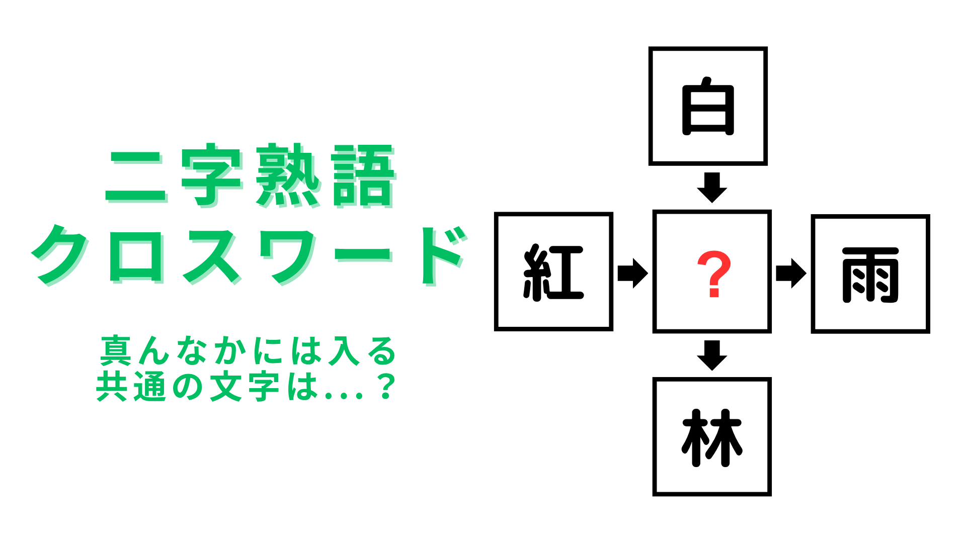【二字熟語クロスワード】真んなかに入る漢字は？5秒で解けたら天才かも…！