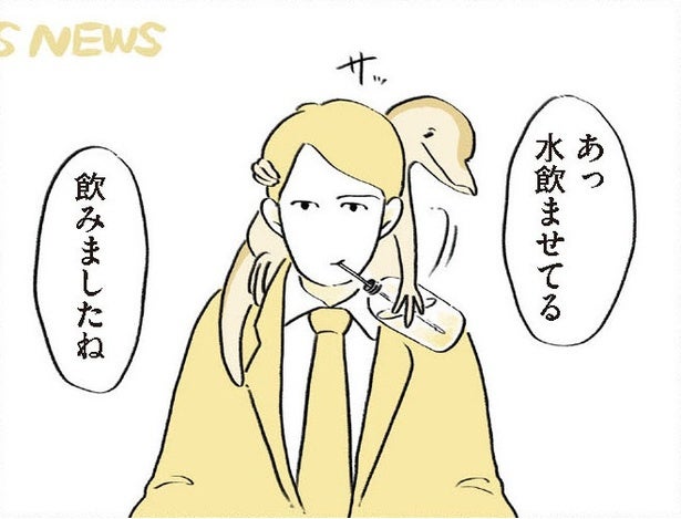 漫画】いつも恐竜を頭にのせているローカル番組のアナウンサー。普段は