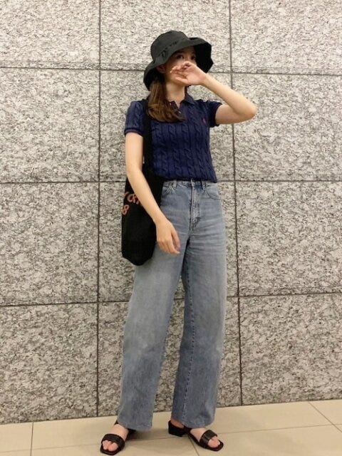 ポロシャツ　コーデ