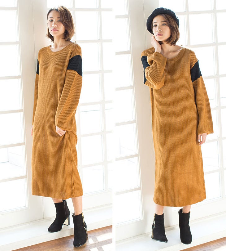 ラインニットマキシワンピース「Re:EDIT by GALSTAR」2,798円（税込）／画像提供：Re:EDIT by GALSTAR