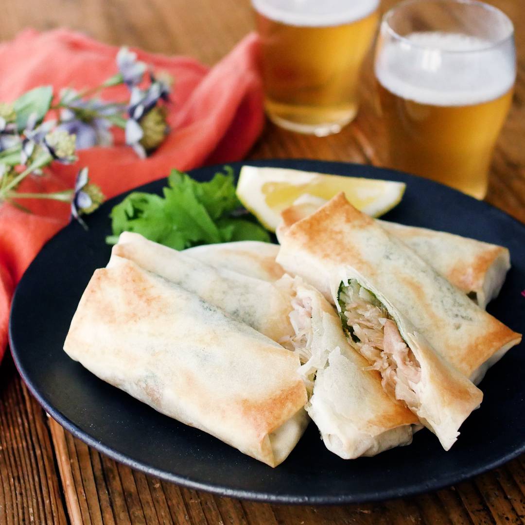 揚げずに作る。豚もやし春巻き