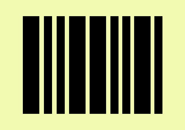 黄緑の背景に黒いバーコードのイラスト