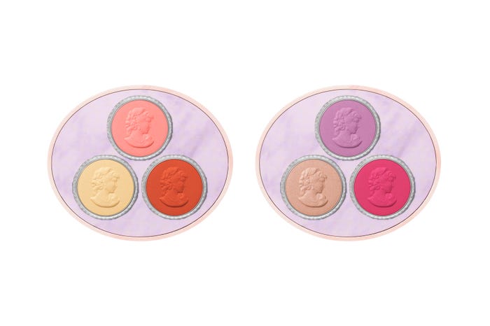 「レ・メルヴェイユーズ ラデュレ チークカラー パレット」(左から)“101 Caprice(キャプリス)”“02 Fantaisie(ファンテズィー)”/画像提供:レ・メルヴェイユーズ ラデュレ