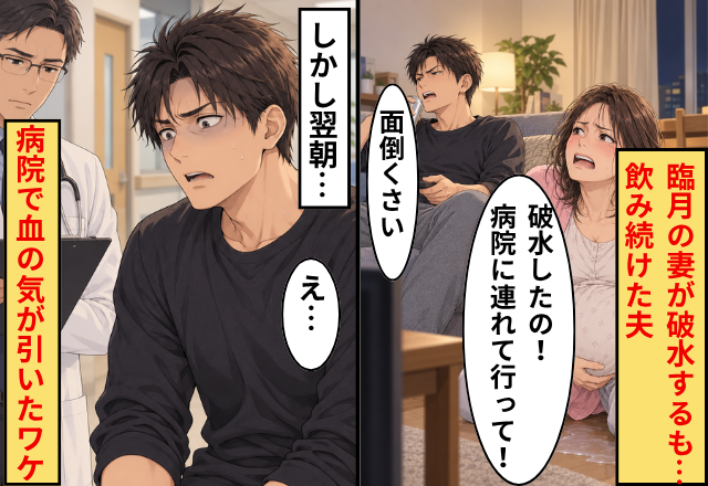 臨月の妻が破水するも「面倒くさい！」夫は飲み続け…翌朝⇒病院で目にした【光景】に「嘘だ…」血の気が引いたワケ