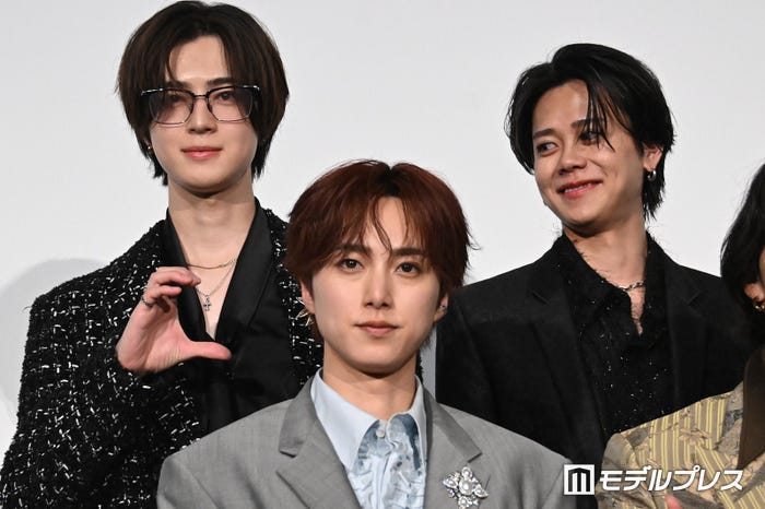 (左上から時計回り)佐野雄大、藤牧京介、尾崎匠海INI(C)モデルプレス