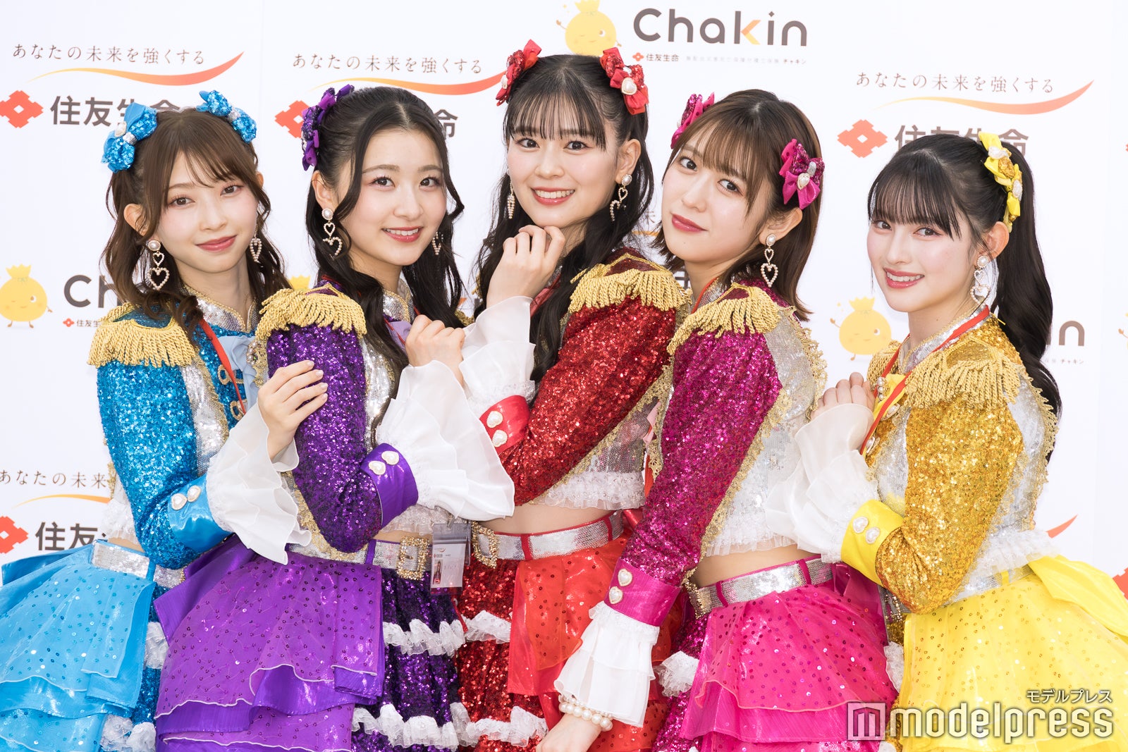 （左から）辻野かなみ、杏ジュリア、坂井仁香、小泉遥香、菅田愛貴（※吉川ひよりは欠席）／超ときめき宣伝部（C）モデルプレス