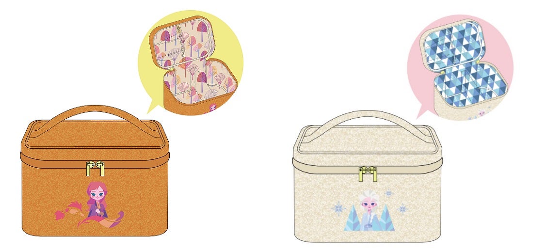 バニティーケース全2種（アナ エルサ）　各3,600円　※11月下旬（C）Disney
