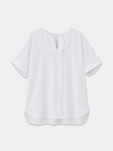 PLST ジョーゼットフロントタックブラウス PLSTのジョーゼットフロントタックブラウス