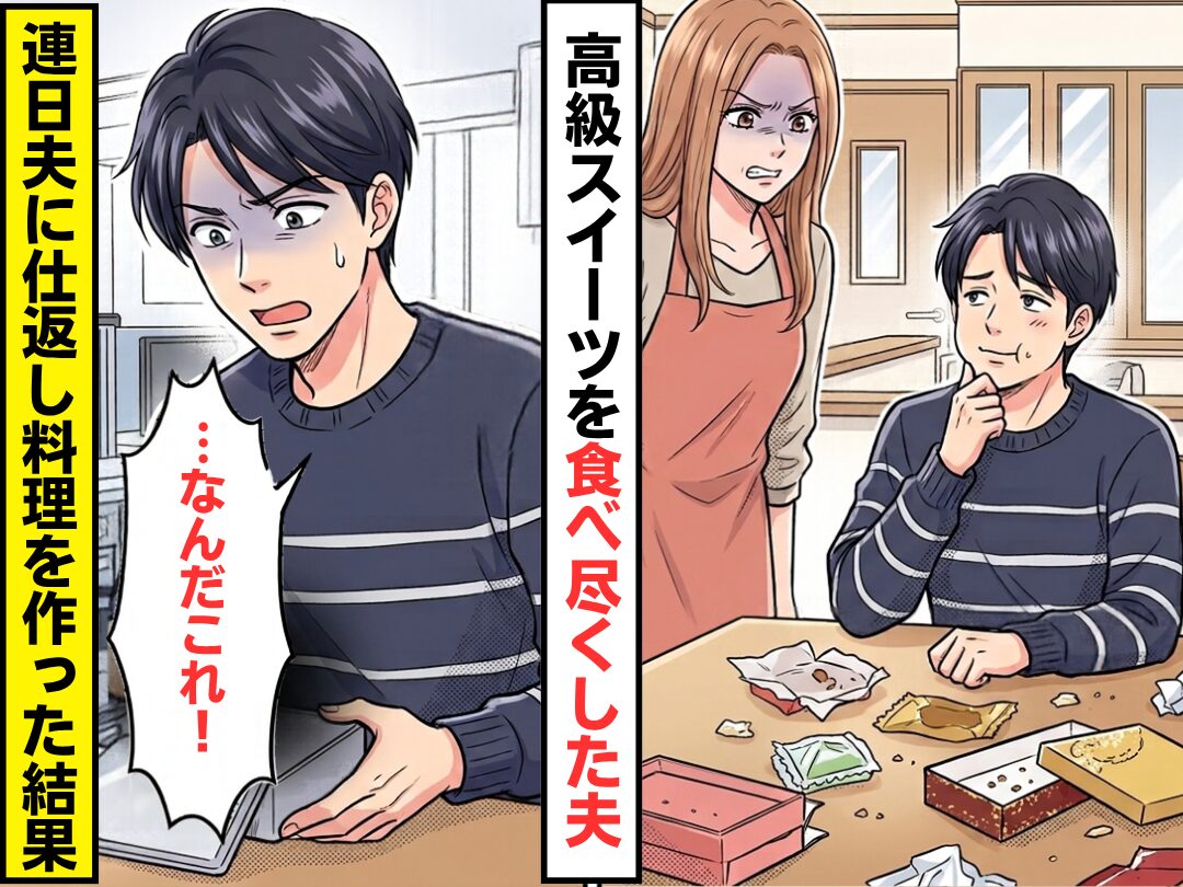 ”高級お取り寄せスイーツ”を勝手に食べた夫！しかし⇒連日【仕返し料理】を作ってあげた結果…夫「なんだこれ！」