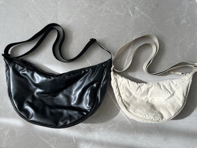 レザータッチラウンドバッグのサイズ比較