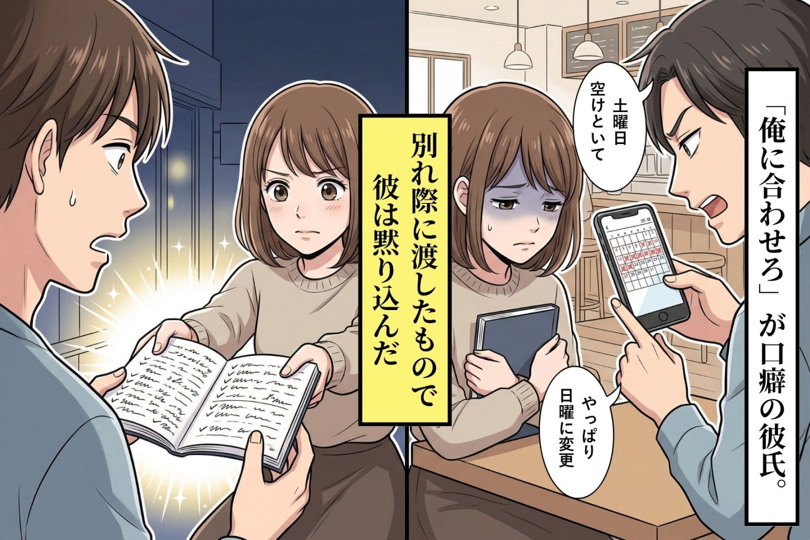 「俺に合わせろ」が口癖の彼氏。別れ際に渡したもので彼は黙り込んだ