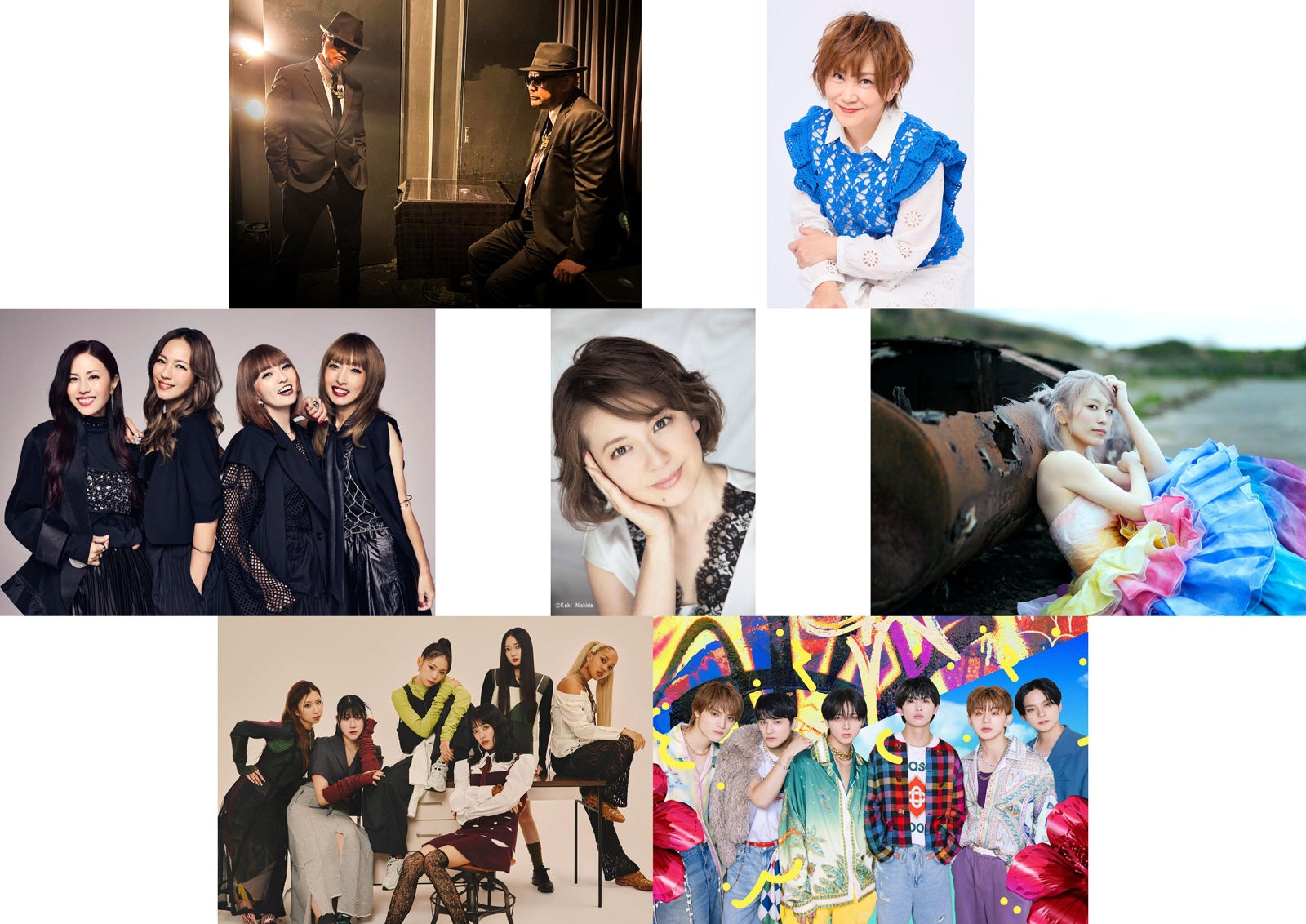 （上段左から）バブルガム・ブラザーズ、松本梨香（中段左から）MAX、南野陽子、miwa（下段左から）Little Glee Monster、ONE N’ ONLY（提供写真）
