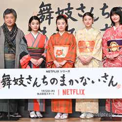 （左から）是枝裕和監督、蒔田彩珠、森七菜、出口夏希、橋本愛 （C）モデルプレス