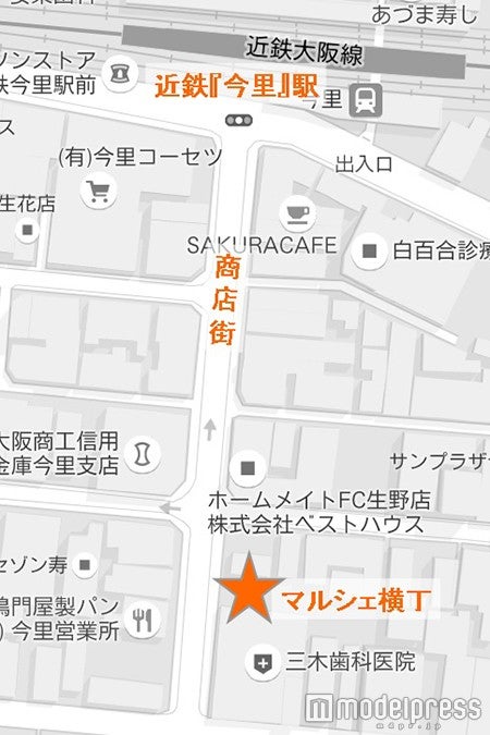 「マルシェ横丁」までの地図／画像提供：マルシェ横丁