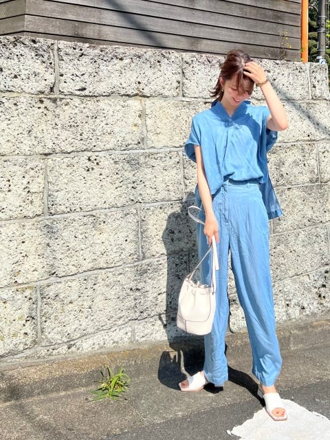 PLST　セットアップ　夏　ライトデニム　コーデ