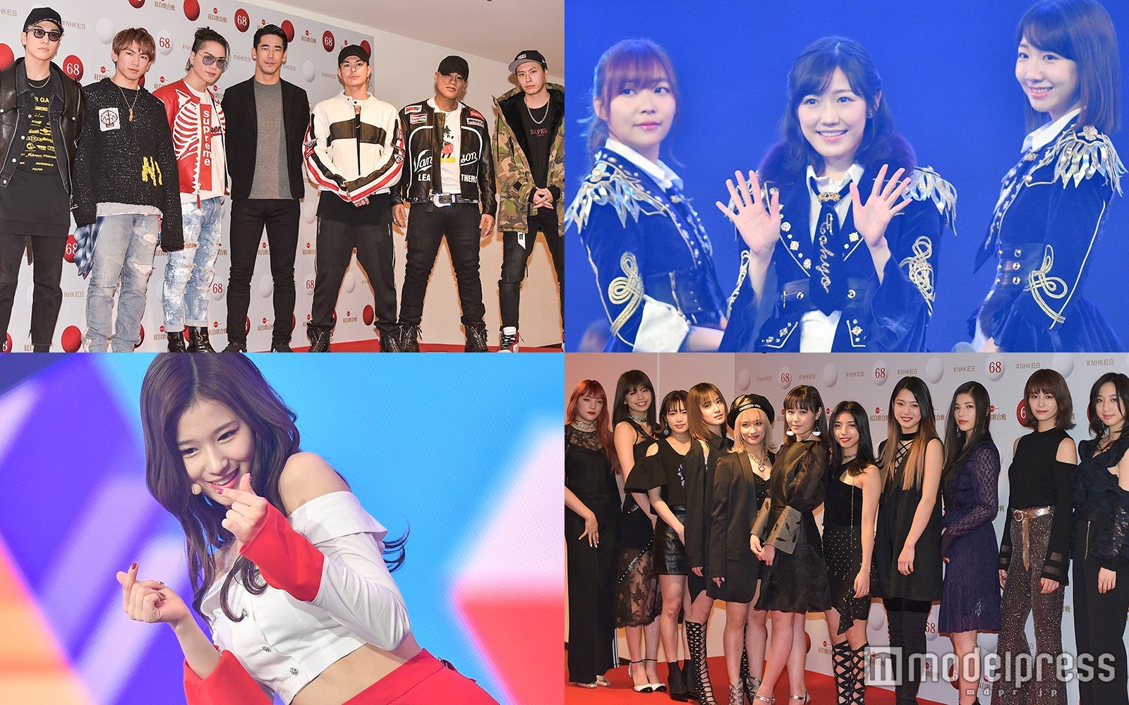 （左上から時計回りに）三代目J Soul Brothers from EXILE TRIBE、AKB48、E-girls、TWICE（C）モデルプレス