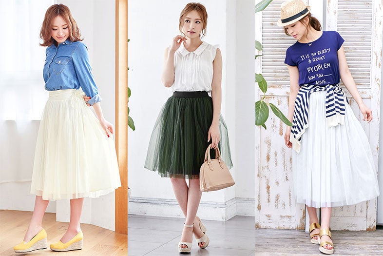 ふんわり可愛い！チュールスカートの大人な着こなし方