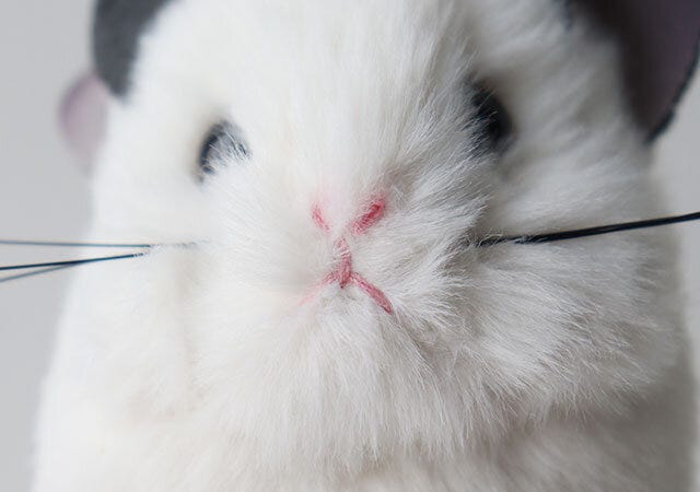 ピンクの口元 吉徳チンチラのぬいぐるみポーチピンクの口元