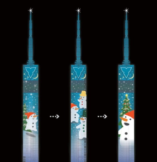 雪だるまが動く新演出が登場／画像提供：福岡タワー