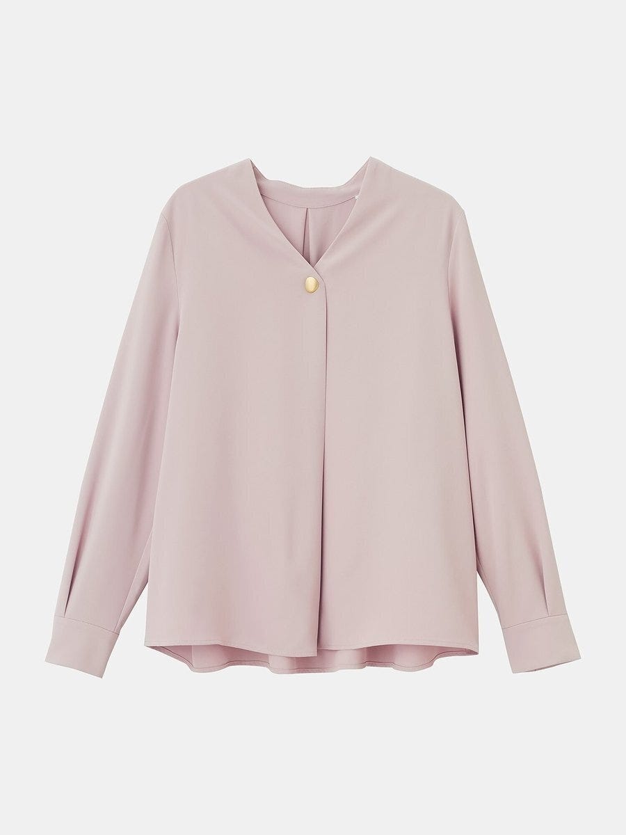 PLST UVカットVネックオーバルパーツブラウス PLSTのUVカットVネックオーバルパーツブラウス