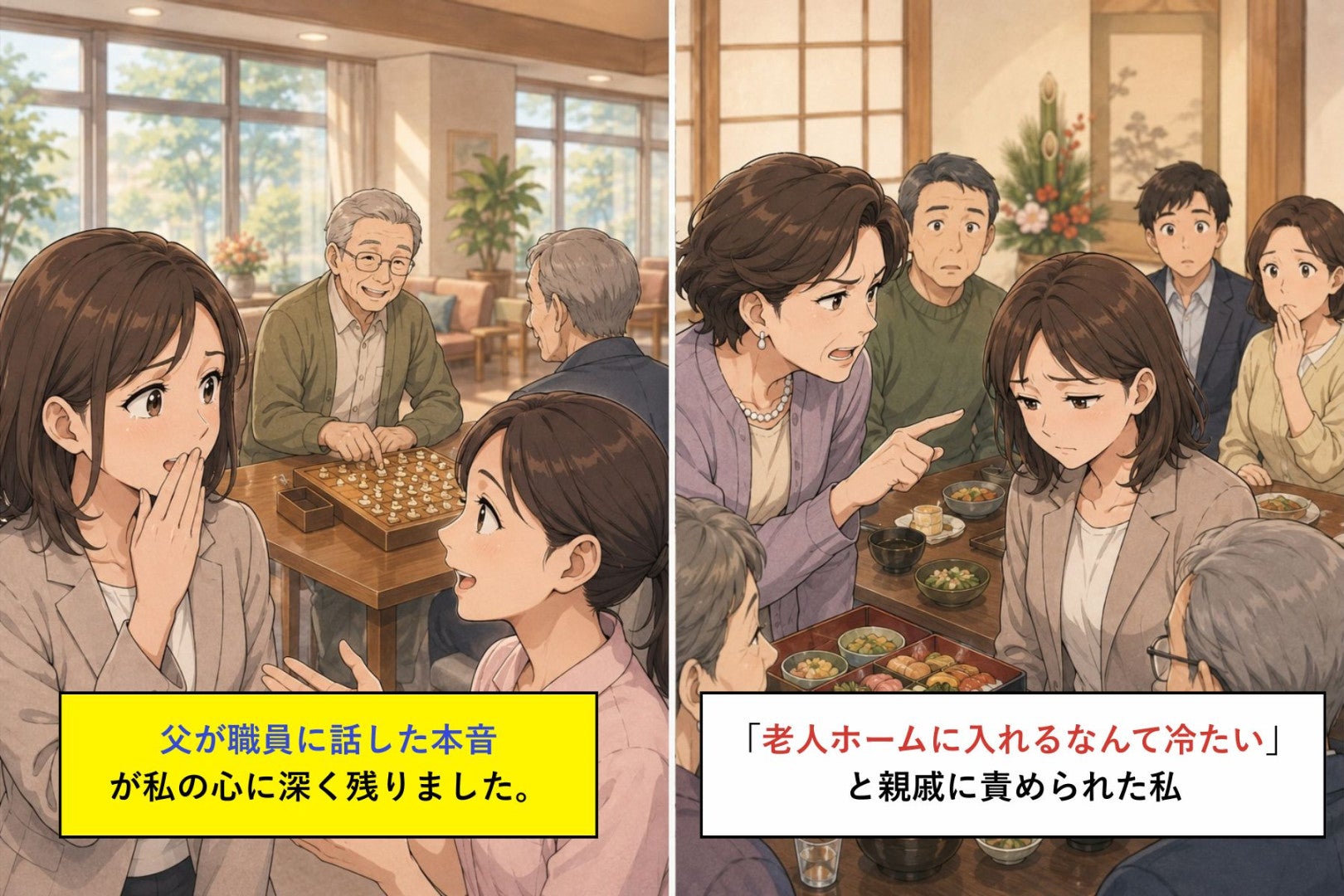 「老人ホームに入れるなんて冷たい」と親戚に責められた私→父が職員に話した本音