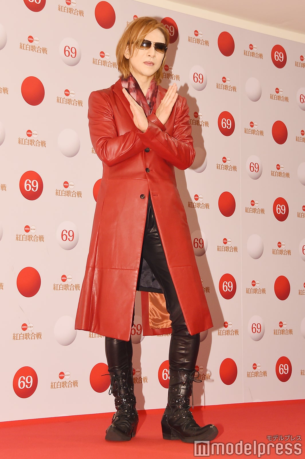 YOSHIKI着用同モデル 別色紅REDカラー Roen シャーリング加工