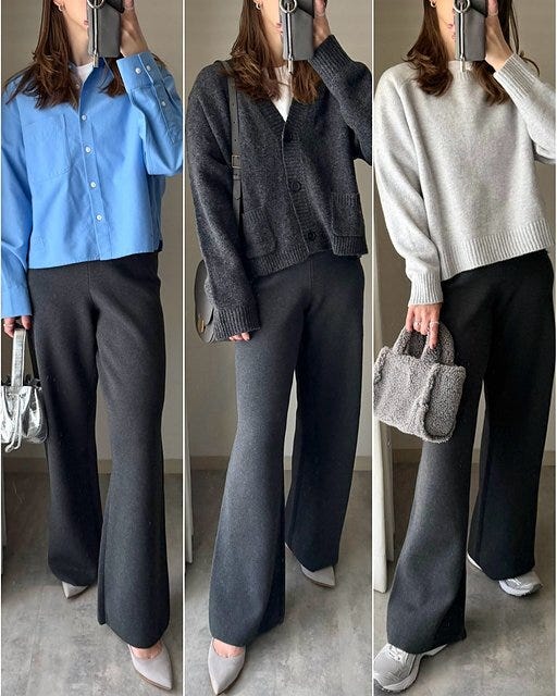 ユニクロのウォッシャブルミラノリブパンツのコーデ2