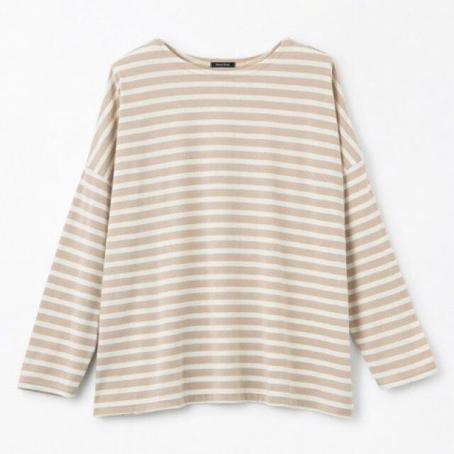 しまむら　秋の体形カバーコーデ　細見え　ボーダーTシャツ　おかだゆり