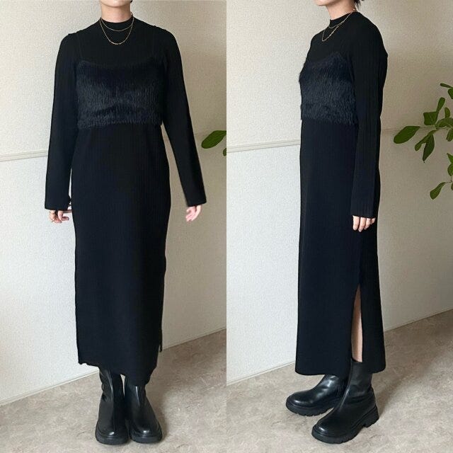 GU2ピースビスチェセットワンピース GU2ピースビスチェセットワンピースの丈感