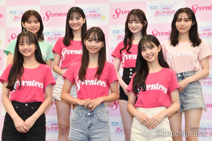 (前列左から)竹下優名、松本麗世、宮迫翠月(後列左から)永瀬莉子、関谷瑠紀、高比良由菜、秋田汐梨(C)モデルプレス