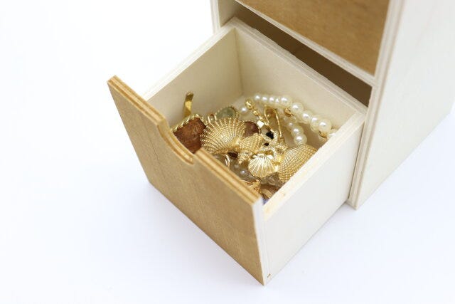 2段引き出し木製収納　アクセサリー収納