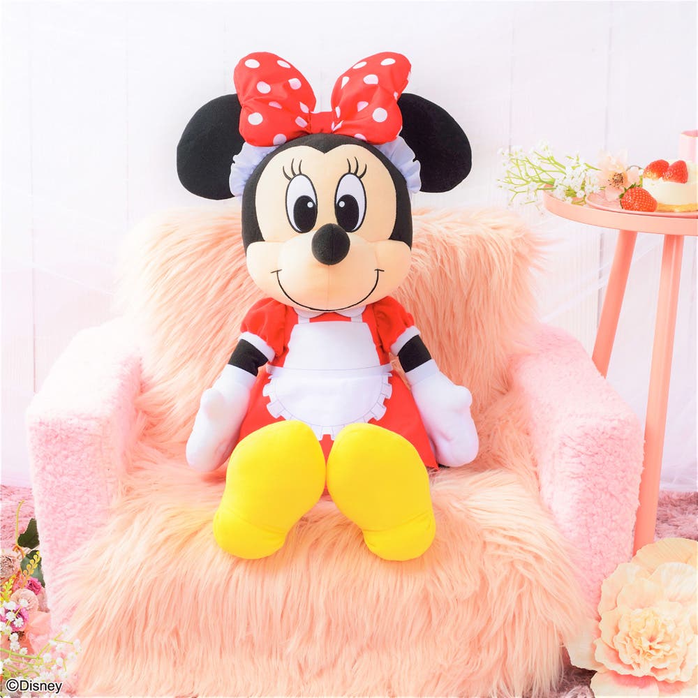 ミニーマウス Strawberry Festa ギガジャンボぬいぐるみ(全長約30×45×49cm)