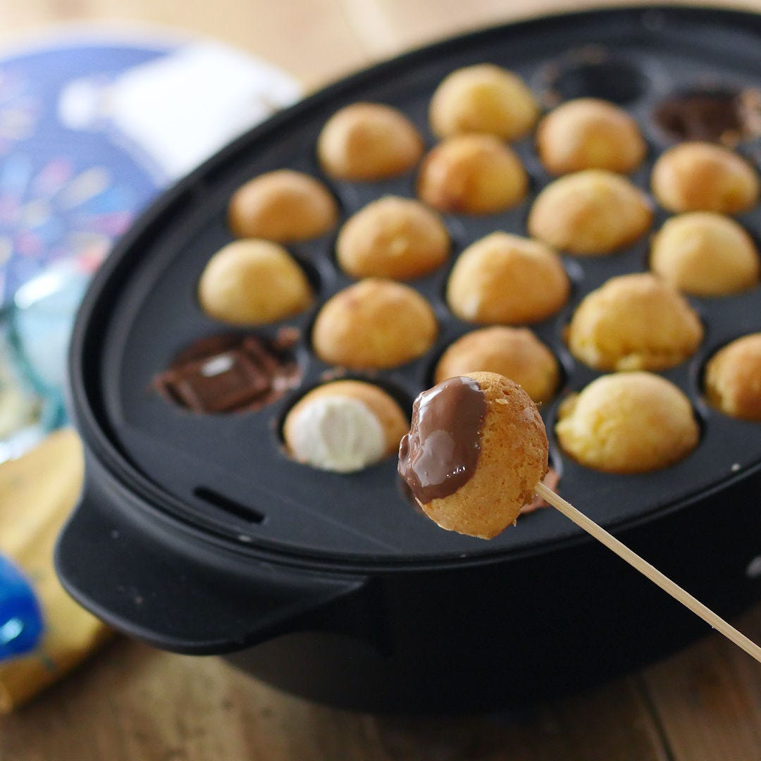 チョコフォンデュベビーカステラ。たこ焼き器でおうちバレンタイン♪