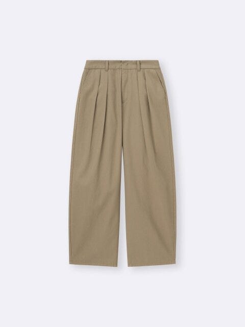 チノバレルレッグタックパンツ 2025gu秋女性チノバレルレッグタックパンツ