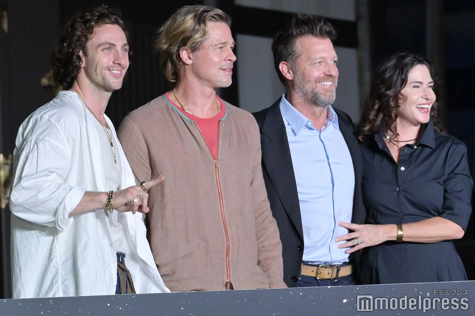 アーロン・テイラー＝ジョンソン、ブラッド・ピット、デヴィッド・リーチ監督、ケリー・マコーミック氏（C）モデルプレス