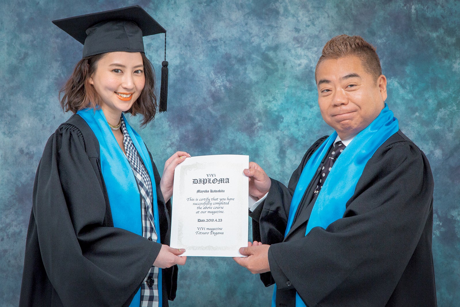 河北麻友子、出川哲朗／「ViVi」6月号より（画像提供：講談社）